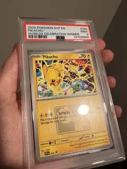 2025 POKEMON SVP PROMO WORLDS CELEBRATION TOURNAMENT WINNER #225 PIKACHU PSA 9 - Image 3
