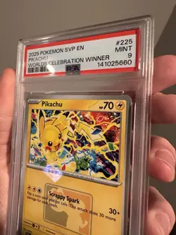 2025 POKEMON SVP PROMO WORLDS CELEBRATION TOURNAMENT WINNER #225 PIKACHU PSA 9 - Image 4