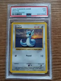Pokemon Dratini Base Set Shadowless 26/102 PSA 3 Uncommon Wizards - Image 5