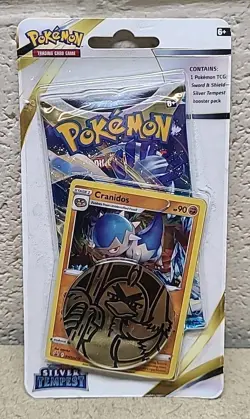 Pokemon Silver Tempest CheckLane Blister Booster Pack Black Star Promo Cranidos - Image 1