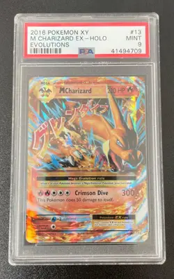 2016 Pokemon XY #13 Mega Charizard EX Holo Evolutions PSA Mint 9 - Image 1