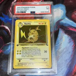 Pokemon TCG Raichu Fossil First Edition PSA 7 Near Mint - Image 1