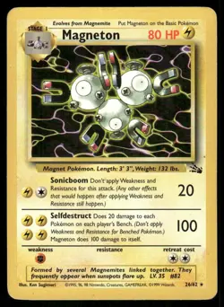 Magneton 26/62 Fossil Pokemon TCG trading card - Image 1