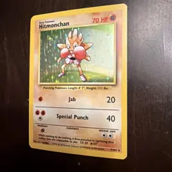 Pokemon TCG Hitmonchan Unlimited Rare Holo Card Base Set 007/102 - Image 1