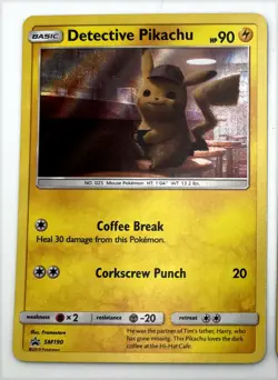 Detective Pikachu SM190 Holo Pokemon Card 2019 Black Star Promo LP - Image 1