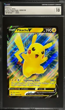 CGC 10 Pikachu V SWSH198 Holo JUMBO Oversized Pokemon Promo Card psa - Image 1