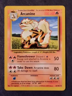 Pokemon Card TCG Arcanine Base Set 23/102 Regular Unlimited Uncommon - Image 1