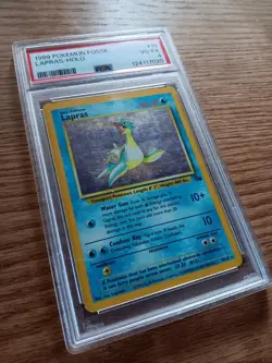 Pokemon TCG Lapras Fossil Holo Rare 10/62 PSA 4 1999 Card Stock Ken Sugimori - Image 1