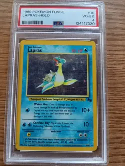 Pokemon TCG Lapras Fossil Holo Rare 10/62 PSA 4 1999 Card Stock Ken Sugimori - Image 5