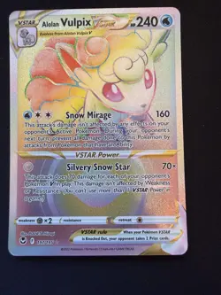 Pokemon TCG Alolan Vulpix VSTAR Silver Tempest Holo Card 197/195 Secret Rare - Image 1