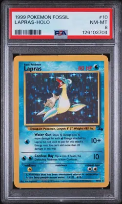 PSA 8 Lapras 10/62 Holo Pokemon TCG Fossil Unlimited Rare Card - Image 3