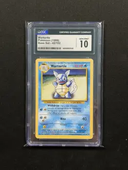 CGC 10 GEM MINT Wartortle 1999 Base Set 42/102 Pokemon Card - Image 1