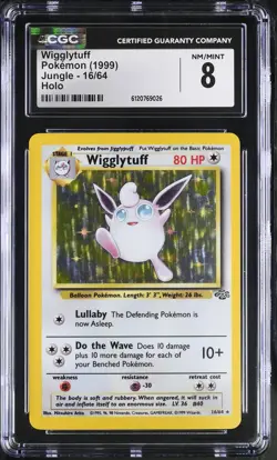 CGC 8 Wigglytuff 16/64 Holo Jungle Pokemon Card - Image 1