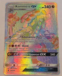 Pokemon Card Kommo-o GX 159/145 Guardians Rising Rainbow Rare Played - Image 1