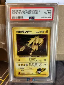 1999 Pokemon Japanese Gym2 Rockets Zapdos Holo PSA 8 - Image 1