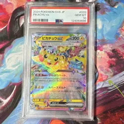 Pokemon Pikachu ex 033/106 Sv8 Double Rare Full Art Holo PSA 10 Japanese 2024 - Image 1