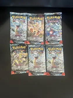 Pokemon TCG Stellar Crown Booster Pack Bundle: 6 Factory Sealed Packs English - Image 1