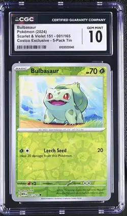 ✨✨ CGC 10 Bulbasaur 001/165 Reverse Holo Costco Exclusive 151 Pokemon - Image 1