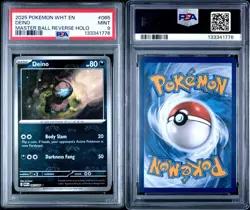 Pokemon 2025 WHT En-White Flare Deino Masterball Reverse Holo PSA 9 Mint 065 - Image 3