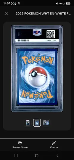 Pokemon 2025 WHT En-White Flare Deino Masterball Reverse Holo PSA 9 Mint 065 - Image 5
