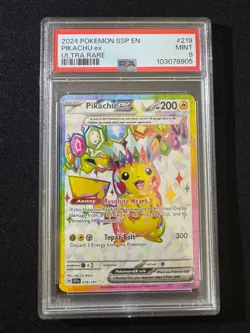 Pokemon TCG Pikachu EX 219/191 Full Art Ultra Rare Surging Sparks Mint PSA 9 - Image 1