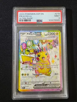 Pokemon TCG Pikachu EX 219/191 Full Art Ultra Rare Surging Sparks Mint PSA 9 - Image 2