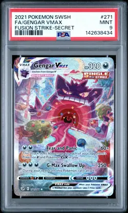 2021 POKEMON SWORD & SHIELD FUSION STRIKE SECRET #271 FULL ART/GENGAR VMAX PSA 9 - Image 1