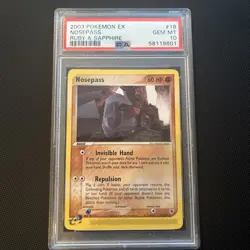2003 Pokemon EX Ruby & Sapphire Nosepass Rare #18 PSA 10 - Image 1