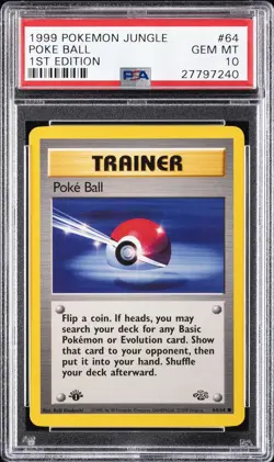 1999 POKEMON JUNGLE 1ST ED #64 POKE BALL PSA 10 - Image 1