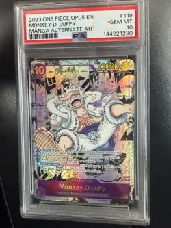2023 One Piece OP05 Manga Alternate Art Monkey D. Luffy #119 PSA 10 GEM MINT - Image 1