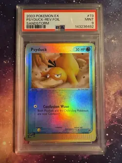 Psyduck 2003 EX Sandstorm 73/100 Reverse Holo Pokemon Card PSA 9 MINT - Image 1