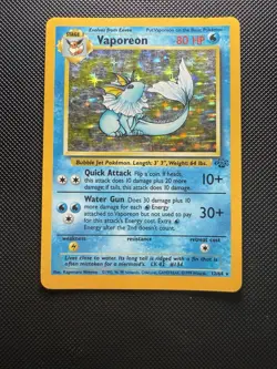 Pokemon TCG Vaporeon Holo Rare Card 12/64 Jungle Unlimited 1999 WOTC HP - Image 1