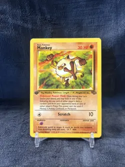 Pokemon TCG Mankey Jungle Card 55/64 1st Edition Common - Image 1