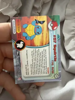 SQUIRTLE #07 - BLACK Logo - Non-Holo - SERIES 1 - TOPPS POKEMON CARD - Image 2