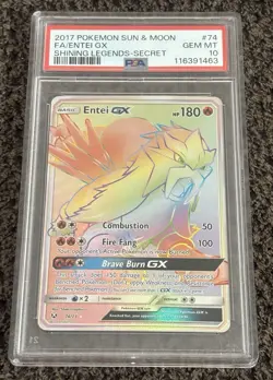 Entei GX 74/73 Shining Legends Secret Rare Holo Pokemon Card PSA 10 - Image 1