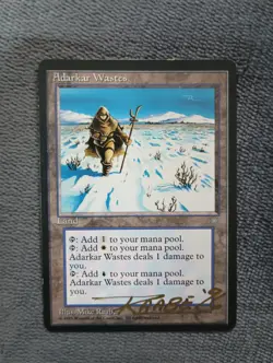 MTG Magic Adarkar Wastes Ice Age Land Card Signed By Mike Raabe English Rare! - Image 1