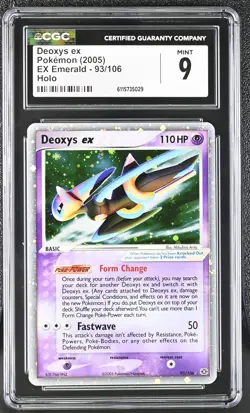 CGC 9 MINT Deoxys ex 2005 EX Emerald 93/106 Holo Pokemon Card - Image 1