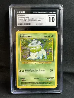 CGC 10 PRISTINE Pokemon Bulbasaur 001/034 Trading Card Game Classic CLV Holo - Image 1