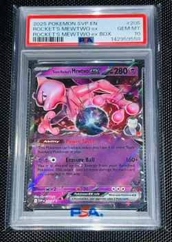 2025 POKEMON SVP EN-SV BLACK STAR PROMO #205 TEAM ROCKET'S MEWTWO EX PSA 10 - Image 1