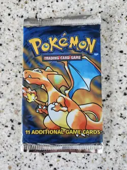 1999 Pokemon TCG Base Set Unlimited Booster Pack | Factory Sealed, Charizard Art - Image 1