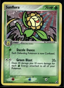 2005 Pokemon EX Unseen Forces 16 Sunflora Holo LP - Image 1
