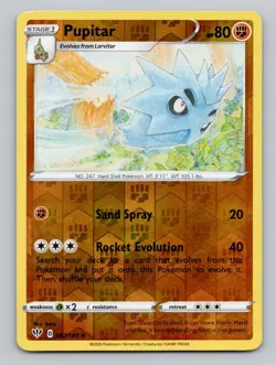 Reverse Holo Pupitar 087/189 Uncommon SWSH03: Darkness Ablaze Pokemon - Image 1