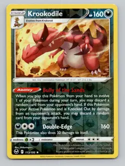 Reverse Holo Krookodile 113/195 Holo Rare SWSH12: Silver Tempest Pokemon - Image 1