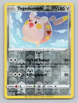 Reverse Holo Togedemaru 187/264 Uncommon SWSH08: Fusion Strike Pokemon - Image 1