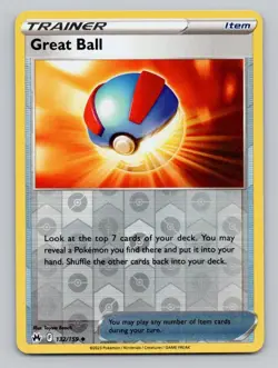 Reverse Holo Great Ball 132/159 Uncommon Crown Zenith Pokemon - Image 1