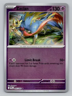 Reverse Holo Zacian 045/094 Rare ME02: Phantasmal Flames Pokemon - Image 1