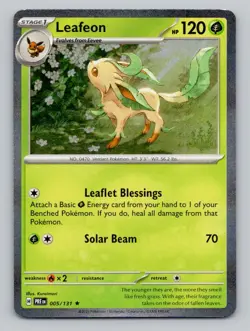 Holo Leafeon 005/131 Rare SV: Prismatic Evolutions Pokemon - Image 1