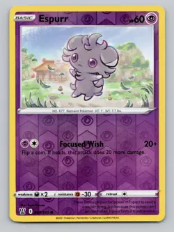 Reverse Holo Espurr 060/163 Common SWSH05: Battle Styles Pokemon - Image 1