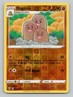 Reverse Holo Dugtrio 085/189 Uncommon SWSH03: Darkness Ablaze Pokemon - Image 1