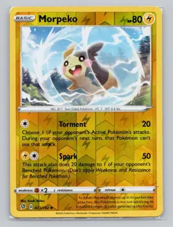 Reverse Holo Morpeko 073/192 Uncommon SWSH02: Rebel Clash Pokemon - Image 1